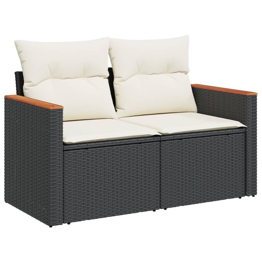 5-Delige Loungeset Met Kussens Poly Rattan Zwart