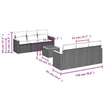 7-Delige Loungeset Met Kussens Poly Rattan Grijs
