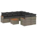 9-Delige Loungeset Met Kussens Poly Rattan Grijs
