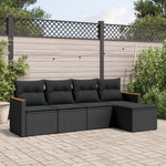 5-Delige Loungeset Met Kussens Poly Rattan Zwart