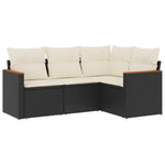 4-Delige Loungeset Met Kussens Poly Rattan Zwart