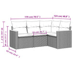 4-Delige Loungeset Met Kussens Poly Rattan Grijs
