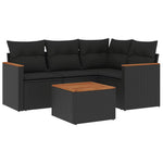 5-Delige Loungeset Met Kussens Poly Rattan Zwart