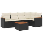 6-Delige Loungeset Met Kussens Poly Rattan Zwart
