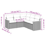 5-Delige Loungeset Met Kussens Poly Rattan Grijs