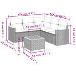 6-Delige Loungeset Met Kussens Poly Rattan Grijs