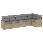 6-Delige Loungeset Met Kussens Poly Rattan Gemengd Beige
