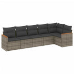 6-Delige Loungeset Met Kussens Poly Rattan Grijs