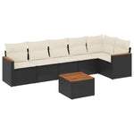 7-Delige Loungeset Met Kussens Poly Rattan Zwart