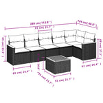 7-Delige Loungeset Met Kussens Poly Rattan Grijs