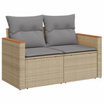 7-Delige Loungeset Met Kussens Poly Rattan Gemengd Beige