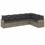 7-Delige Loungeset Met Kussens Poly Rattan Grijs