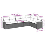 7-Delige Loungeset Met Kussens Poly Rattan Grijs