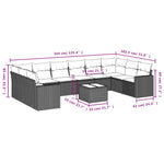 11-Delige Loungeset Met Kussens Poly Rattan Grijs
