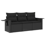 3-Delige Loungeset Met Kussens Poly Rattan Zwart