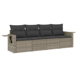 4-Delige Loungeset Met Kussens Poly Rattan Grijs
