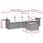 5-Delige Loungeset Met Kussens Poly Rattan Beige