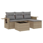 4-Delige Loungeset Met Kussens Poly Rattan Beige