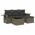 4-Delige Loungeset Met Kussens Poly Rattan Grijs