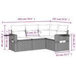 4-Delige Loungeset Met Kussens Poly Rattan Beige