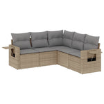 5-Delige Loungeset Met Kussens Poly Rattan Beige