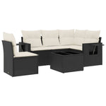 6-Delige Loungeset Met Kussens Poly Rattan Zwart