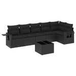 7-Delige Loungeset Met Kussens Poly Rattan Zwart