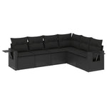 6-Delige Loungeset Met Kussens Poly Rattan Zwart