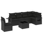 7-Delige Loungeset Met Kussens Poly Rattan Zwart