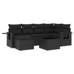 7-Delige Loungeset Met Kussens Poly Rattan Zwart