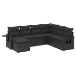 7-Delige Loungeset Met Kussens Poly Rattan Zwart