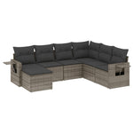 7-Delige Loungeset Met Kussens Poly Rattan Grijs