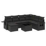 8-Delige Loungeset Met Kussens Poly Rattan Zwart