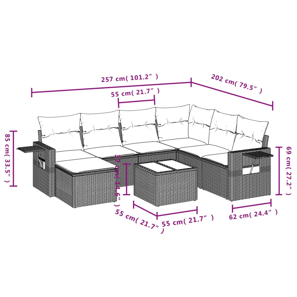 8-Delige Loungeset Met Kussens Poly Rattan Zwart