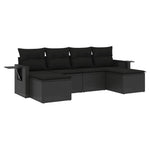 6-Delige Loungeset Met Kussens Poly Rattan Zwart