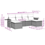 6-Delige Loungeset Met Kussens Poly Rattan Grijs
