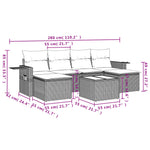 7-Delige Loungeset Met Kussens Poly Rattan Grijs