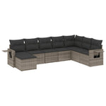 8-Delige Loungeset Met Kussens Poly Rattan Grijs