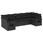 7-Delige Loungeset Met Kussens Poly Rattan Zwart