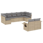 9-Delige Loungeset Met Kussens Poly Rattan Beige