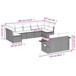 9-Delige Loungeset Met Kussens Poly Rattan Grijs