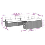 10-Delige Loungeset Met Kussens Poly Rattan Grijs