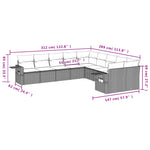 10-Delige Loungeset Met Kussens Poly Rattan Grijs