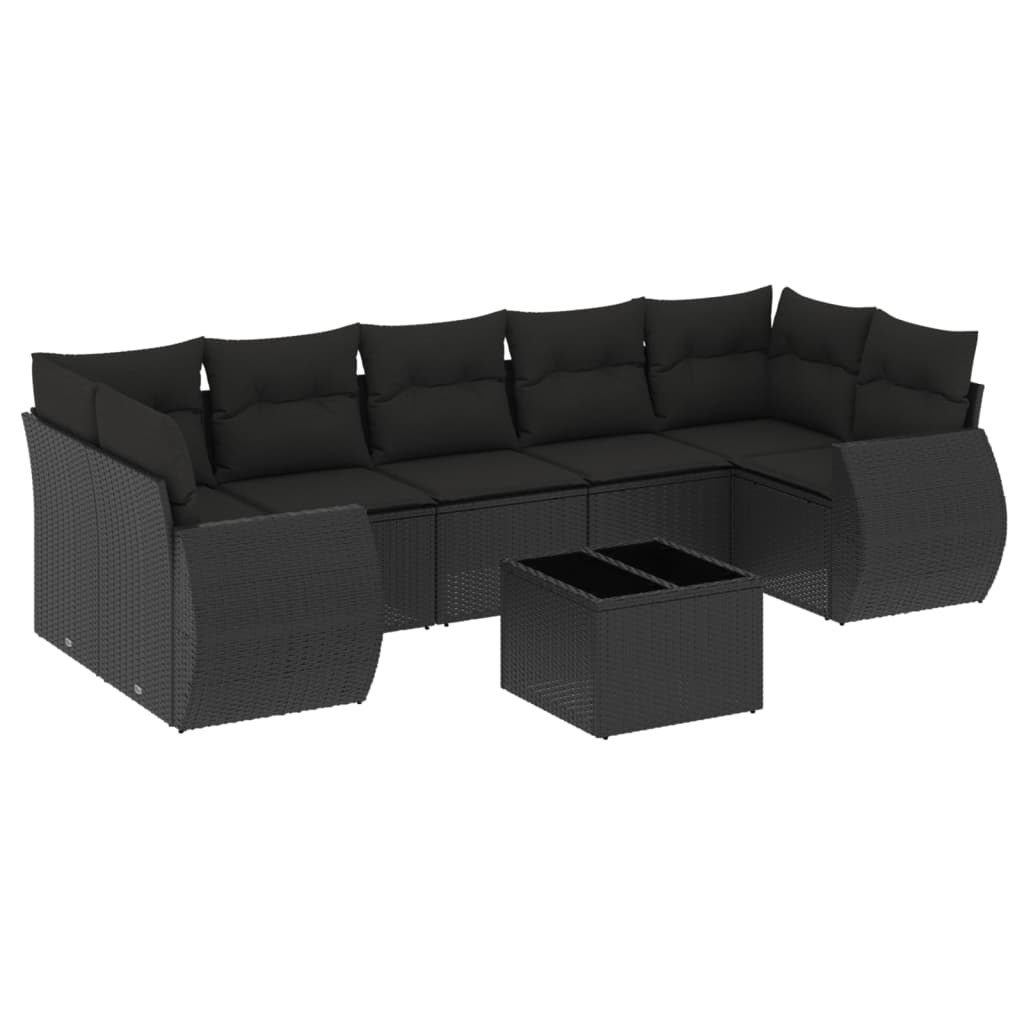 8-Delige Loungeset Met Kussens Poly Rattan Zwart