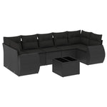 8-Delige Loungeset Met Kussens Poly Rattan Zwart