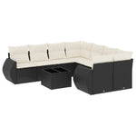 9-Delige Loungeset Met Kussens Poly Rattan Zwart