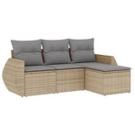 4-Delige Loungeset Met Kussens Poly Rattan Beige