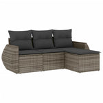 4-Delige Loungeset Met Kussens Poly Rattan Grijs