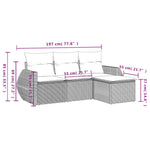 4-Delige Loungeset Met Kussens Poly Rattan Grijs
