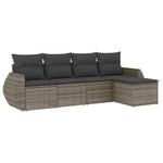 5-Delige Loungeset Met Kussens Poly Rattan Grijs